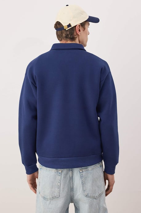 TRENDYOL MAN Herren Dunkelblau Einfarbig Lang Oversize Sweatshirts - Image 3
