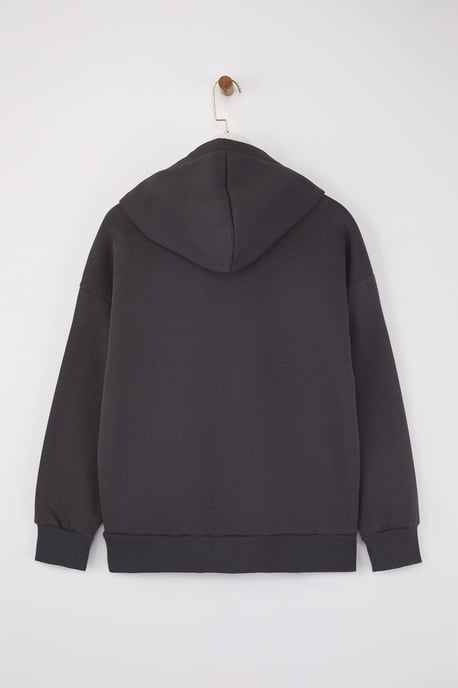 TRENDYOLMİLLA Damen Grau Geometrisches Muster Lang Oversize Sweatshirts - Image 5