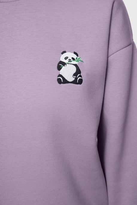 TRENDYOLMİLLA Damen Lila Animal-Print Lang Regular Fit Sweatshirts - Image 4