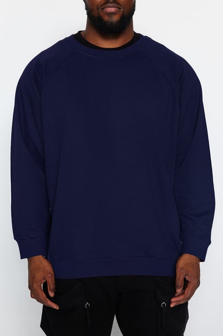 TRENDYOL MAN Herren Dunkelblau Einfarbig Lang Oversize Große Größen Sweatshirts - Image 3