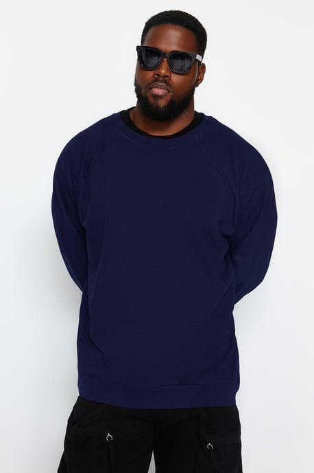 TRENDYOL MAN Herren Dunkelblau Einfarbig Lang Oversize Große Größen Sweatshirts - Image 6