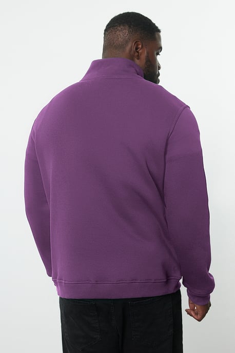 TRENDYOL MAN Herren Lila Einfarbig Lang Oversize Große Größen Sweatshirts - Image 4