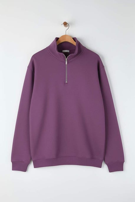 TRENDYOL MAN Herren Lila Einfarbig Lang Oversize Große Größen Sweatshirts - Image 5