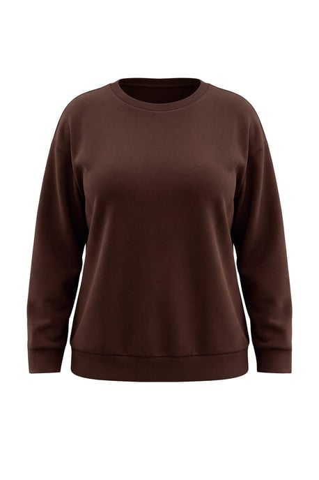 Trendyol Curve Damen Braun Einfarbig Lang Oversize Große Größen Sweatshirts - Image 1