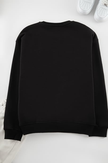 TRENDYOL MAN Herren Schwarz Einfarbig Lang Oversize Sweatshirts - Image 3
