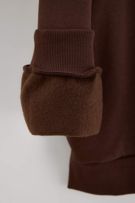 Trendyol Curve Damen Braun Einfarbig Lang Oversize Große Größen Sweatshirts - Image 2