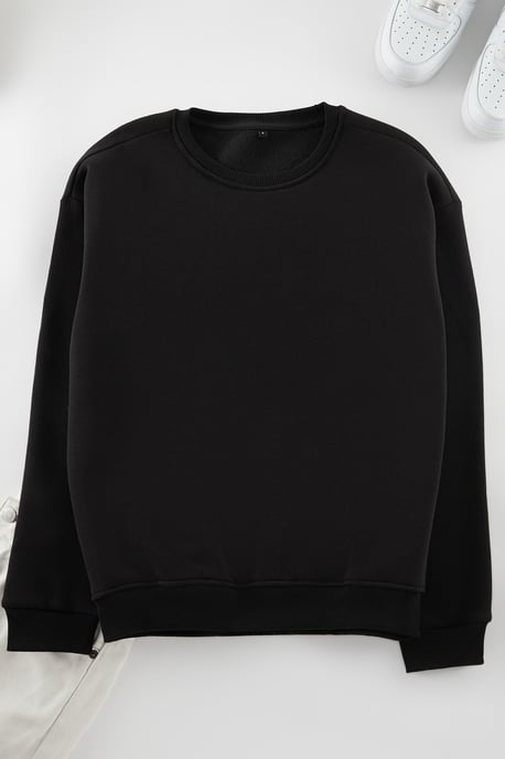 TRENDYOL MAN Herren Schwarz Einfarbig Lang Oversize Sweatshirts - Image 4