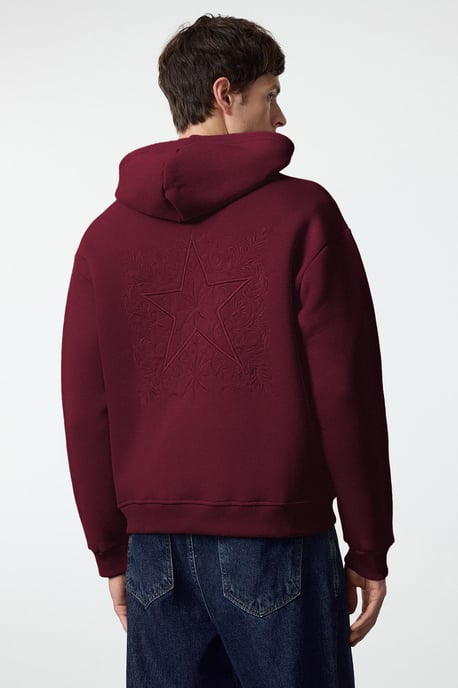 TRENDYOL MAN Herren Bordeaux Slogan Lang Oversize Sweatshirts - Image 2