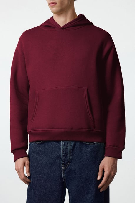 TRENDYOL MAN Herren Bordeaux Slogan Lang Oversize Sweatshirts - Image 4