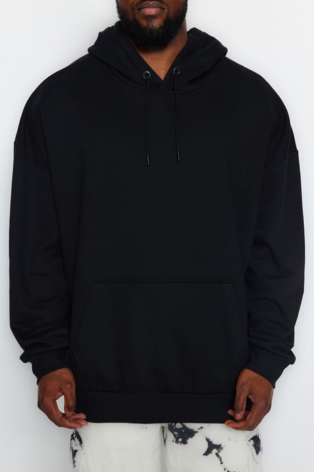 TRENDYOL MAN Herren Schwarz Einfarbig Lang Oversize Große Größen Sweatshirts - Image 2