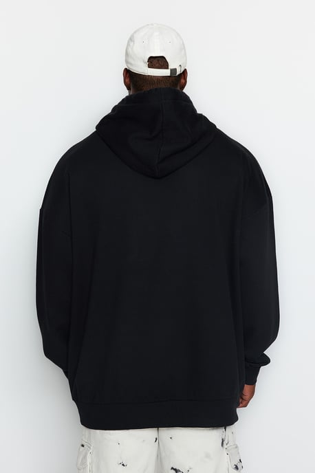 TRENDYOL MAN Herren Schwarz Einfarbig Lang Oversize Große Größen Sweatshirts - Image 4