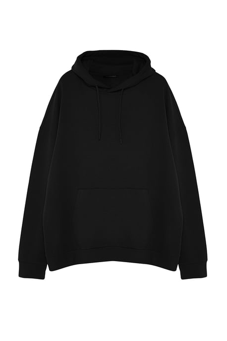 TRENDYOL MAN Herren Schwarz Einfarbig Lang Oversize Große Größen Sweatshirts - Image 5