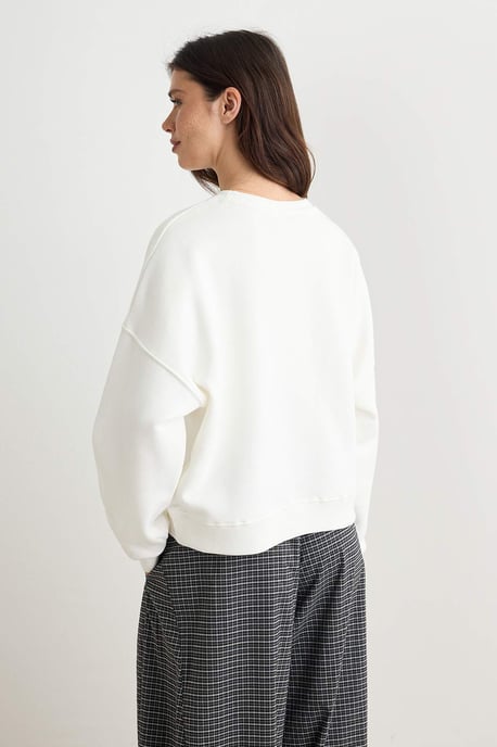 TRENDYOLMİLLA Damen Einfarbig 3/4-Arm Oversize Sweatshirts - Image 3