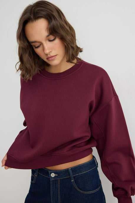 TRENDYOLMİLLA Damen Lila Einfarbig Lang Oversize Sweatshirts - Image 1
