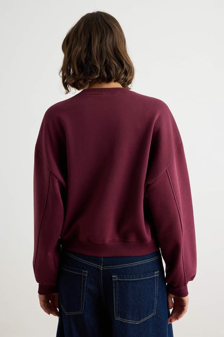 TRENDYOLMİLLA Damen Lila Einfarbig Lang Oversize Sweatshirts - Image 3