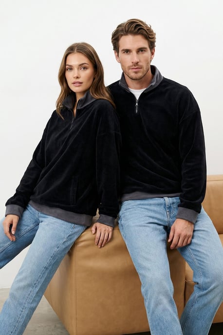 TRENDYOL MAN Herren Dunkelblau Colour-Block Lang Oversize Sweatshirts - Image 1