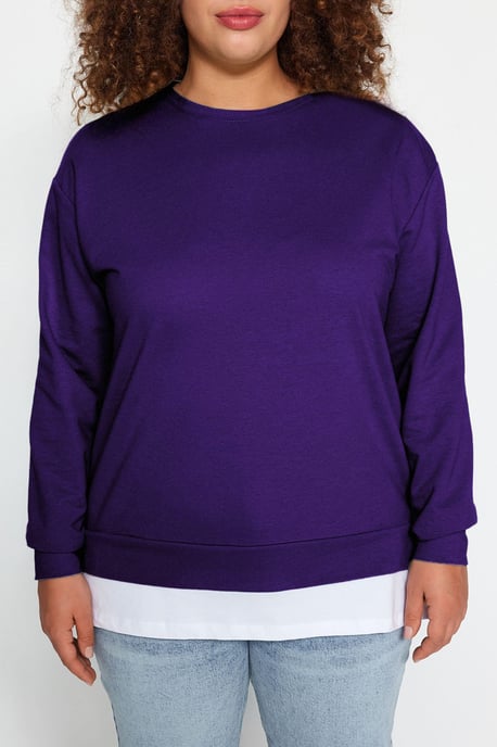 Trendyol Curve Damen Lila Einfarbig Lang Oversize Große Größen Sweatshirts - Image 6