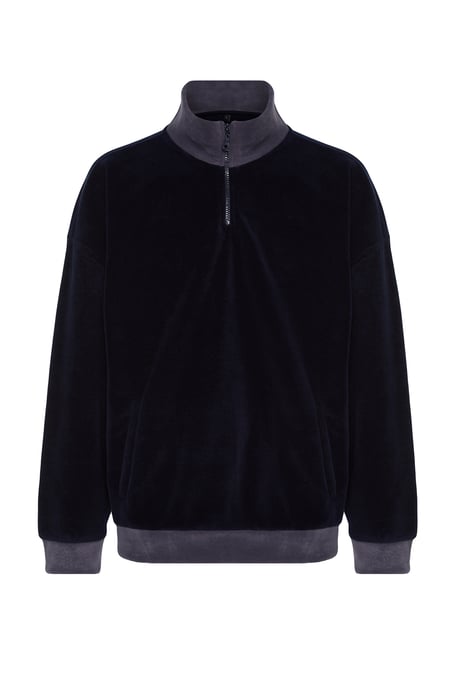 TRENDYOL MAN Herren Dunkelblau Colour-Block Lang Oversize Sweatshirts - Image 3