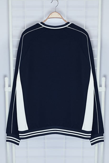 TRENDYOL MAN Herren Dunkelblau Slogan Lang Oversize Sweatshirts - Image 5
