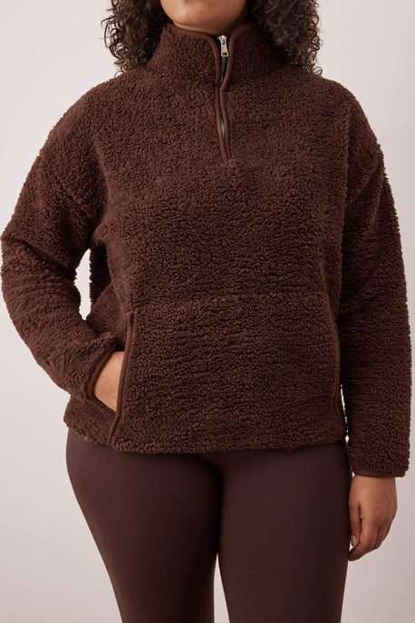 Trendyol Curve Damen Braun Einfarbig Lang Regular Fit Große Größen Sweatshirts - Image 2