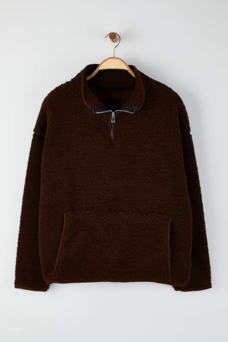 Trendyol Curve Damen Braun Einfarbig Lang Regular Fit Große Größen Sweatshirts - Image 4