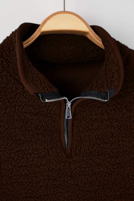 Trendyol Curve Damen Braun Einfarbig Lang Regular Fit Große Größen Sweatshirts - Image 5
