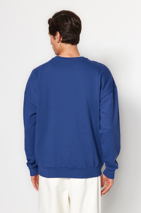 TRENDYOL MAN Herren Dunkelblau Einfarbig Lang Oversize Sweatshirts - Image 4