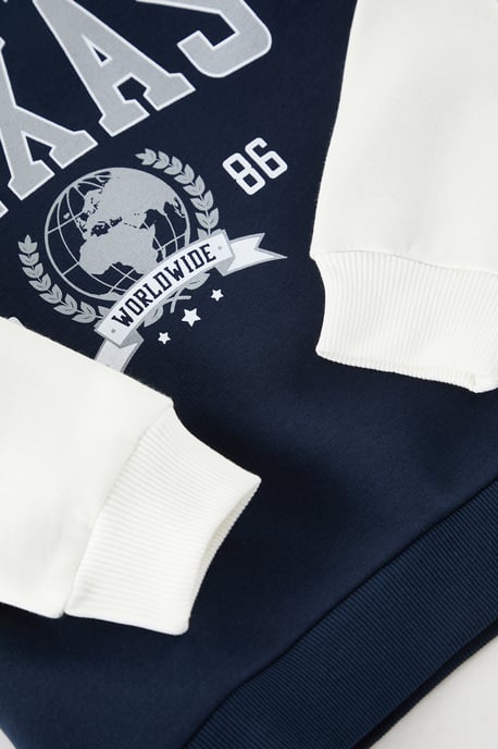 TRENDYOLKIDS Jungen Ecru Colour-Block Lang Regular Fit Sweatshirts - Image 3