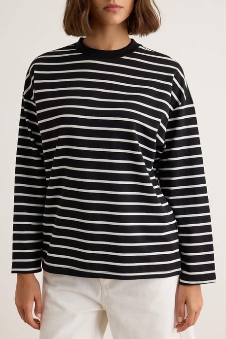 TRENDYOLMİLLA Damen Gestreift Lang Oversize Sweatshirts - Image 2
