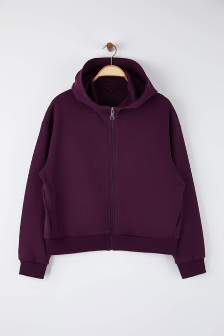 Trendyol Curve Damen Lila Grafik Lang Regular Fit Große Größen Sweatshirts - Image 4