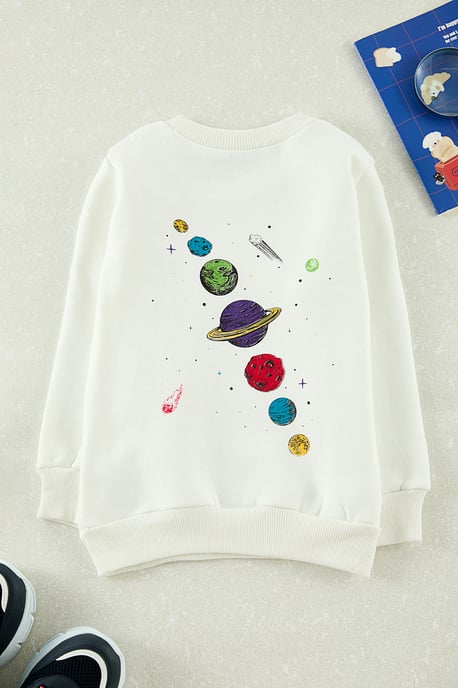 TRENDYOLKIDS Mädchen Weiß Grafik Lang Regular Fit Sweatshirts - Image 1