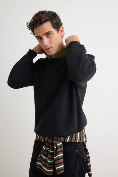 TRENDYOL MAN Herren Schwarz Slogan Lang Oversize Sweatshirts - Image 6