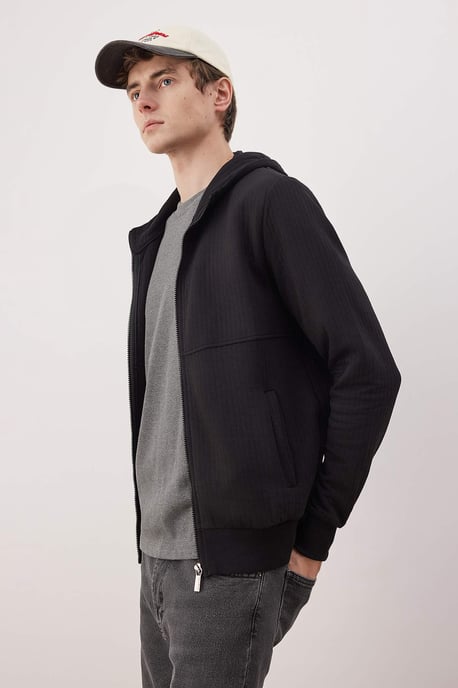 TRENDYOL MAN Herren Schwarz Einfarbig Lang Regular Fit Sweatshirts - Image 1