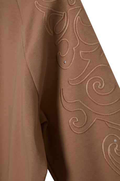 TRENDYOLMİLLA Damen Braun Einfarbig Lang Relaxed Fit Sweatshirts - Image 3