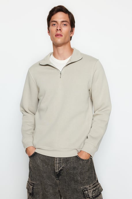 TRENDYOL MAN Herren Grau Animal-Print Lang Regular Fit Sweatshirts - Image 1
