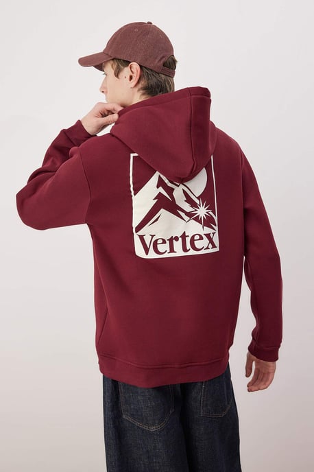 TRENDYOL MAN Herren Bordeaux Galaxy Lang Regular Fit Sweatshirts - Image 3