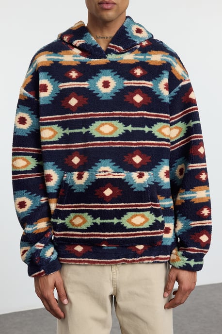 TRENDYOL MAN Unisex Dunkelblau Retro Lang Oversize Sweatshirts - Image 2