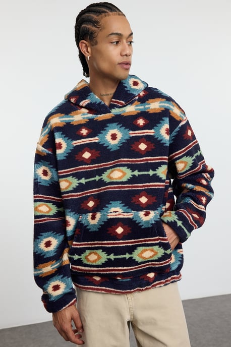 TRENDYOL MAN Unisex Dunkelblau Retro Lang Oversize Sweatshirts - Image 6