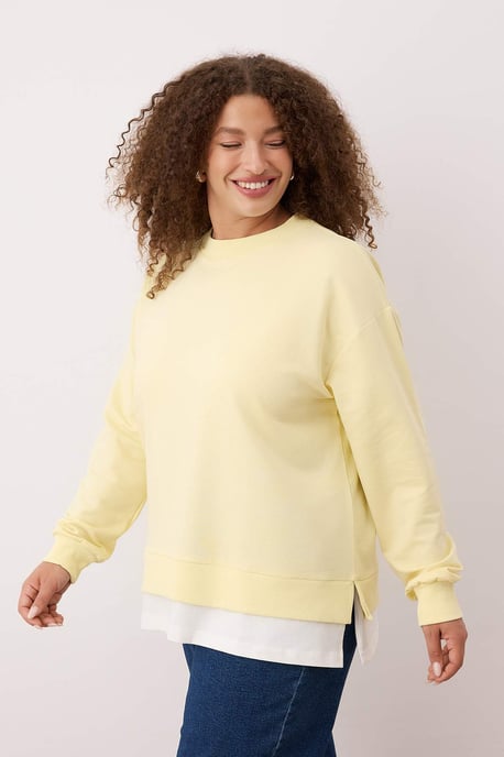Trendyol Curve Damen Gelb Einfarbig Lang Oversize Große Größen Sweatshirts - Image 6