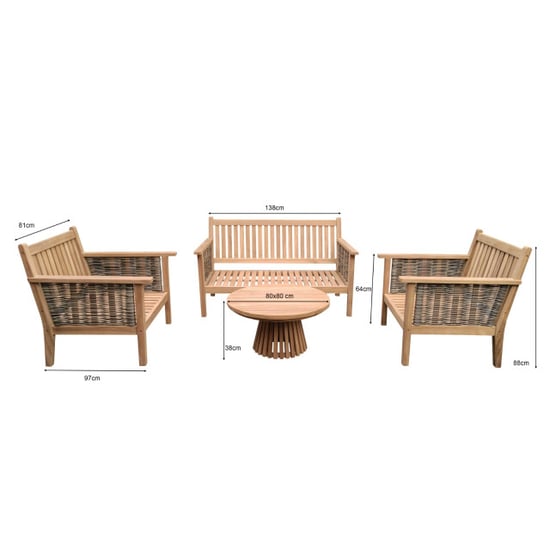 Livingfurn Malaga Gartenmöbel-Set 97x138x88cm - Image 2