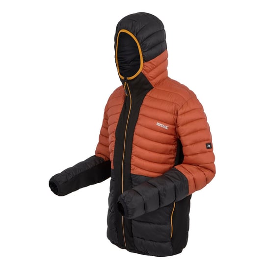 Regatta Herren Kapuzen-Hybrid-Steppjacke mit Reißverschlusstasche in RedOchre/Blk - Image 3