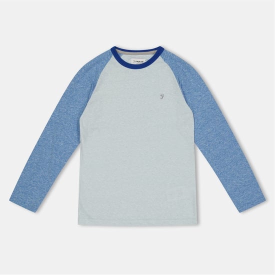 Farah Jungen Baseball-T-Shirt mit Rundhalsausschnitt, Raglanärmeln und Injection-Detail in Blau - Image 1