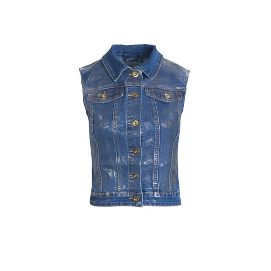 Amy Lynn Amylynn Soho Jeansweste für Damen mit Kragen und ohne Ärmel in Blau - Image 1