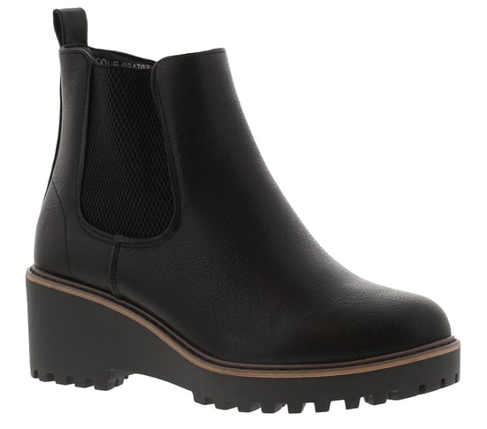 Platino Damen Chelsea-Stiefeletten mit Keilabsatz Yasmin Zip Schwarz - Image 1