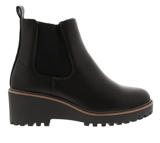 Platino Damen Chelsea-Stiefeletten mit Keilabsatz Yasmin Zip Schwarz - Image 2