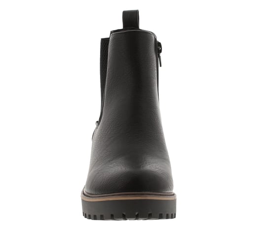 Platino Damen Chelsea-Stiefeletten mit Keilabsatz Yasmin Zip Schwarz - Image 3