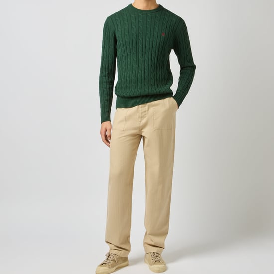 Joules Cable Crew Herrenpullover Grün - Image 2