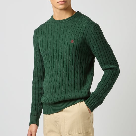 Joules Cable Crew Herrenpullover Grün - Image 3