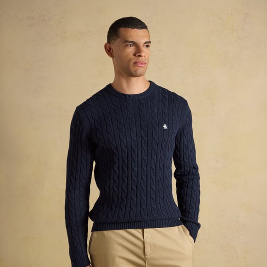 Joules Cable Crew Herrenpullover Marineblau - Image 2