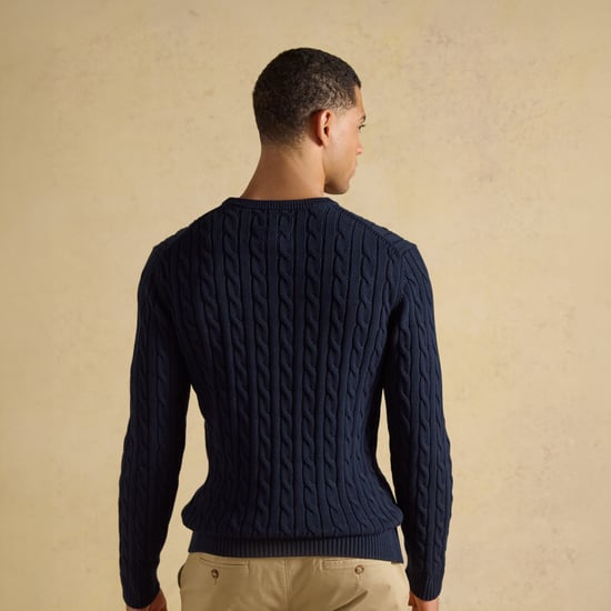 Joules Cable Crew Herrenpullover Marineblau - Image 5